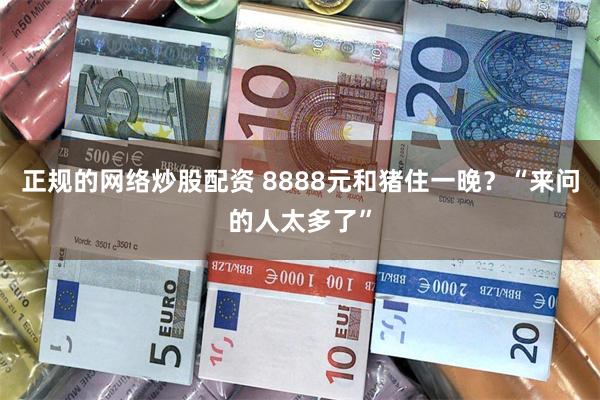 正规的网络炒股配资 8888元和猪住一晚?“来问的人太多了”